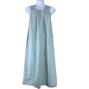 Man in the Studio Dress Size Small 100% Linen Heathered Blue Sleeveless Pockets